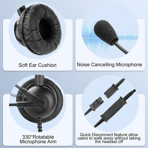 MKJ Headset for Cisco Phones Dual Ear Landline Headset with Noise Cancelling Microphone for Cisco Telephone CP-7821 7841 7941G 7942G 7945G 7960 79...