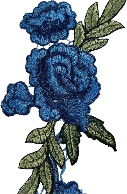 One Pair Sewing On Patches Rose Flower Embroidered Cloth Stickers Fabric Patches Applique Supplies Chinese Style Patches Craft DIY...