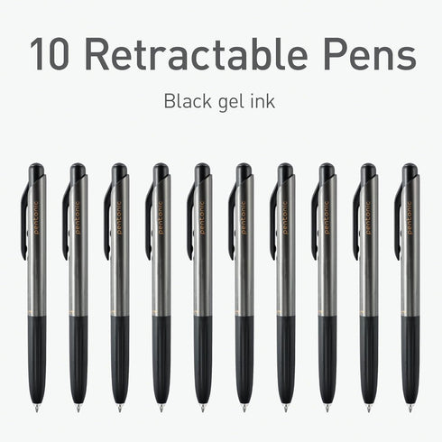 Pentonic GR-T Retractable Gel Pens, 10 Count, Black Ink, 0.7 mm Fine Point, Smooth Writing For Journaling, Note Taking, Office & School (1002363)...