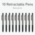 Pentonic GR-T Retractable Gel Pens, 10 Count, Black Ink, 0.7 mm Fine Point, Smooth Writing For Journaling, Note Taking, Office & School (1002363)...