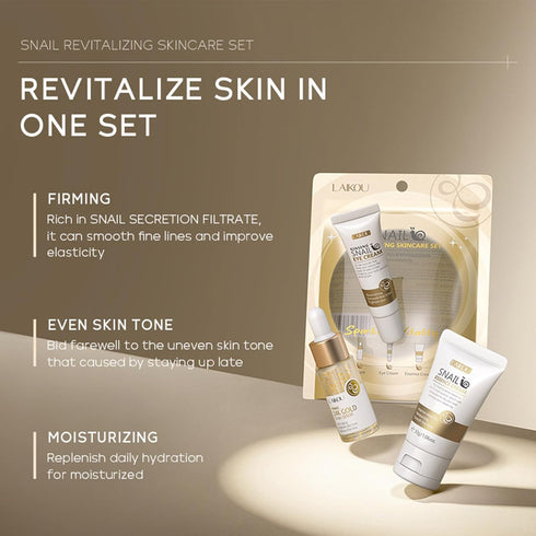 Snail Mucin Skin Care Set,Gold Snail Serum,Ginseng Snail Eye Cream,Snail Essence Cream 3 in 1 Essentials Travel,Improve Damaged Skin Lmproves Elas...