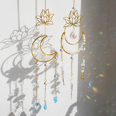 Artilady Lotus and Luna Suncatcher-Crystal Suncatchers for Window Hanging Kitchen Garden Patio Backyard Decoration Home Office Party Decor Crystal...