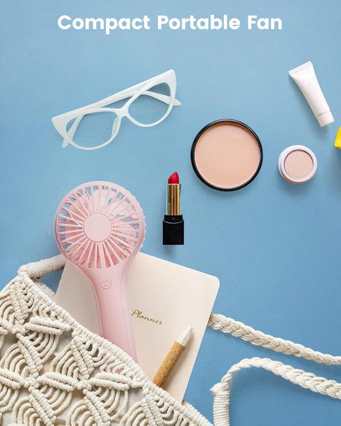 Handheld Fan, Portable Fan Mini Fan Powerful Hand Fan with 3 Speeds, USB Rechargeable Personal Fan, Makeup Lash Fan for Stylish Girls, Cute Small ...
