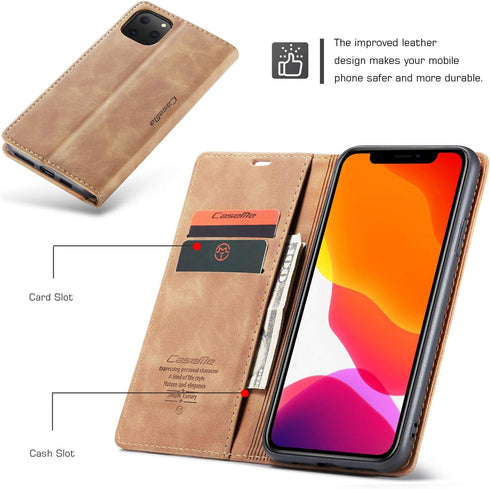 SINIANL iPhone 11 Leather Case, Book Folding Flip Case with Kickstand Credit Card Slot Magnetic Closure Protective Cover for Apple iPhone 11 2019 ...