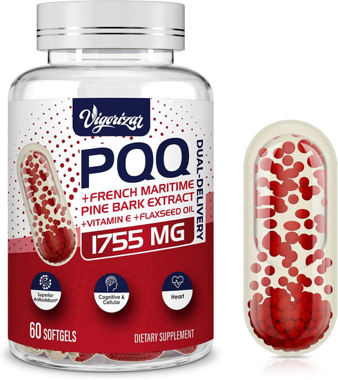 French Maritime Pine Bark Extract 200 mg, Unique Dual-Delivery for Maximum Absorption, Premium Pycnogeno with PQQ for Vascular & Heart & Joint Fun...