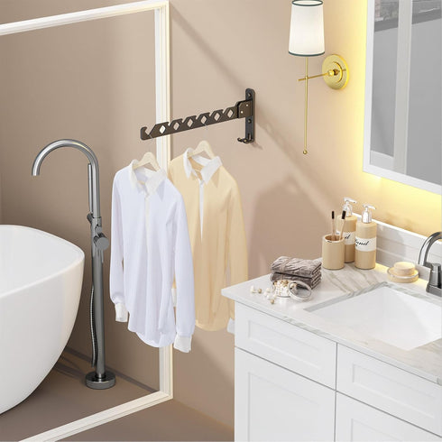 Wall Mounted Clothes Drying Rack, Wall Clothes Hanger Foldable, Laundry Hanger Hook for Bathroom, Wall Clothes Rack Indoor, Perfect for Small Spac...