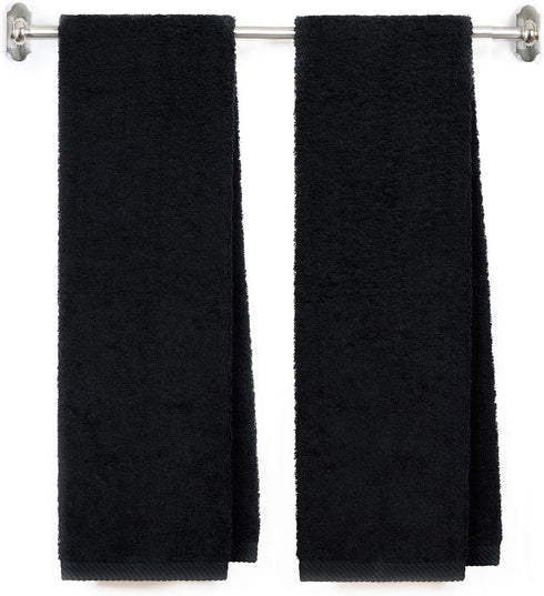 Premium Personalized Cotton Fitness Towel 13" x 44" - Monogrammed Fitness Towels - Custom Embroidered Towels - Thick 500 GSM Terry - Black Color T...