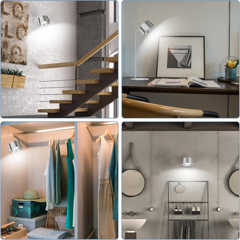 ZAYAZ Wall Sconces, LED Wall Mounted Lamps, LED Reading Lights for Bedroom, Wireless Lamp with 360° Rotate Magnetic Ball with FreeGift Desk Lamp B...