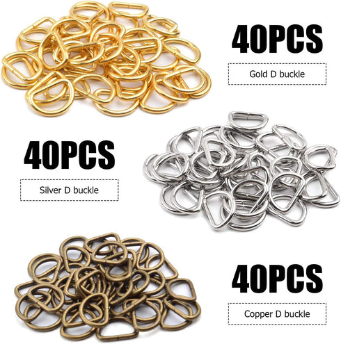 BronaGrand 120 Pieces 1/2inch Metal D Ring Buckles D-Ring Loop for Handbag Purse Clothes DIY Accessories,3 Colors...