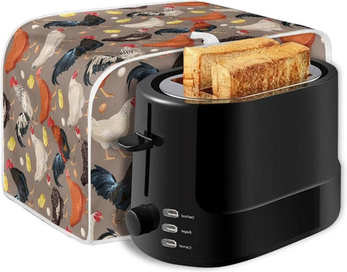 Brown Chicken Rooster Print 2 Slice Toaster Cover Kitchen Small Appliance Covers Universal Size Microwave Oven Dustproof Cover Women...