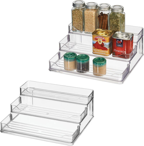 mDesign Plastic Kitchen 3-Tier Spice Rack Holder, Storage Organizer for Cabinet, Counter, Pantry, Shelf, Hold Spices, Seasoning, Jars, Canned Food...