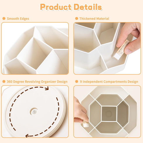 Pencil Pen Holder for Desk,9 Slots 360 Degree Rotating Desk Organizers,Desktop Storage Stationery Supplies Organizer, Cute Pencil Cup Pot For Offi...