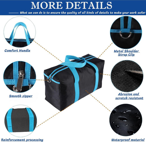 Wide Mouth Tool Bag, Heavy Duty Tool Bag for Men, High Capacity Tool Tote Bag for Electricians, Multipurpose Power Tool Bag Organizer for Mechanic...