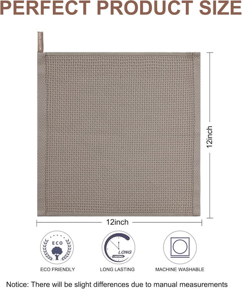 joybest Cotton Kitchen Dish Cloths, 8-Pack Waffle Weave Ultra Soft Absorbent Dish Towels Washcloths Quick Drying Dish Rags, 12x12 Inches, Coffee...