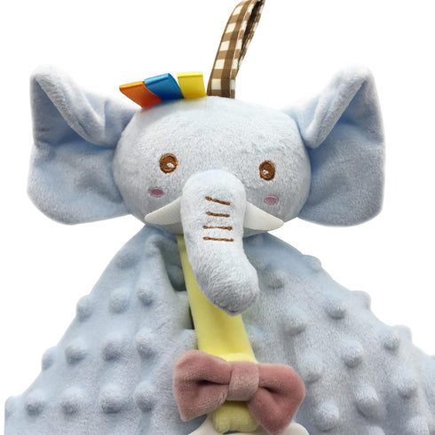 Elephant Security Blanket for Baby Soft Plush Minky Fabric Blanket Lovey Stuffed Animal Security Blanket Crinkle Sensory Blanket Unisex Baby Gift ...
