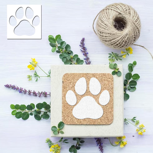Dog Paw Stencils, Small and Large Bear Heart Paw Stencil Template Reusable Stencils for Painting on Wood Wall Furniture Home Decor (9 pcs paw)...