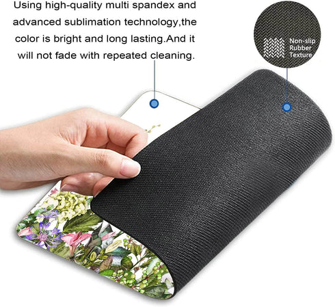 Border with Herbs and Wild Flowers Mouse Pad Non-Slip Rubber Base Gaming MousePads for Computers Laptop Office, Computer Mouse Pad for Wireless Mo...