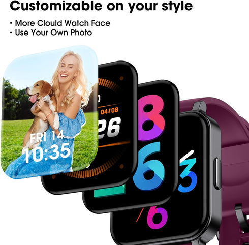 EURANS Smart Watch 41mm, Full Touchscreen Smartwatch, Fitness Tracker with Heart Rate Monitor & SpO2, IP68 Waterproof Pedometer Watch for Women Me...