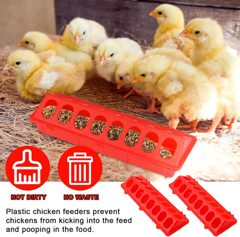 4 Plastic Flip Top Bird Small Poultry Feeder for Pigeon Chicken Feeder Small Poultry Feeder Drinker Duckling Quail Feeder No Mess No Waste Multiho...
