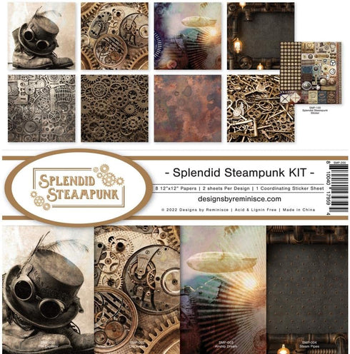 Reminisce Splendid Steampunk Scrapbook Collection Kit, White 12x12 inches...