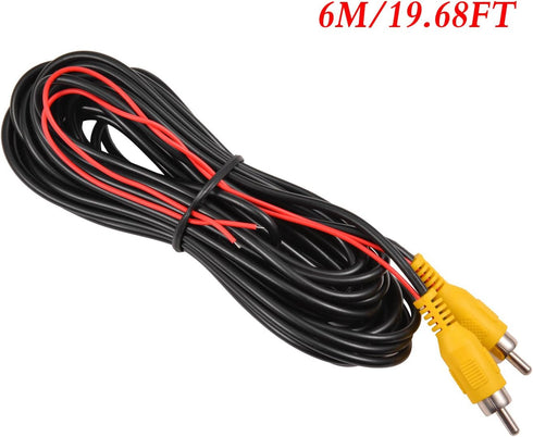 DALLUX Backup Camera RCA Video Cable,Car Reverse Rear View Camera Video Cable with Detection Wire(20FT/6m),AV Extension Cable with RCA Video Femal...