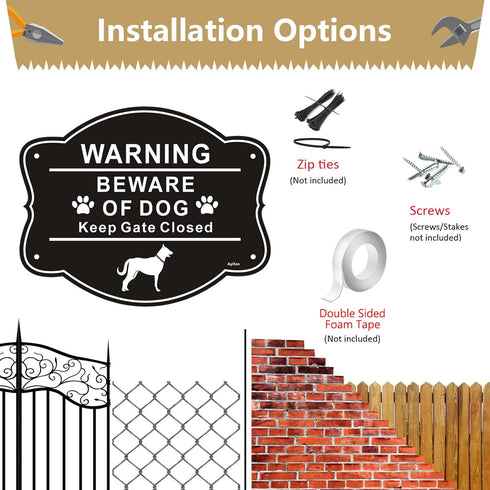 2 Pack Beware of Dog Signs for Fence,10x8 Inch Rust Free .040 Aluminum Metal Yard Sign, Fade Resistant, UV Protected, Weatherproof Warning Dog Sin...
