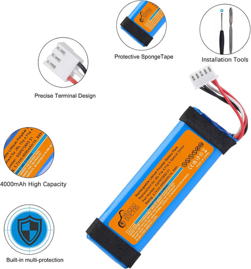 Pickle Power Battery for JBL Flip 4, Flip 4 Special Edition Bluetooth Speaker, P/N GSP872693 01...