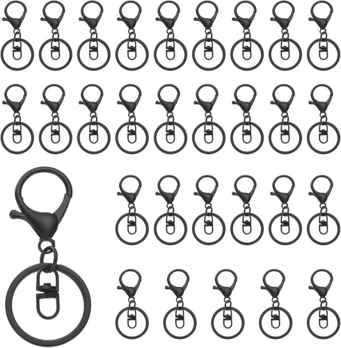 uxcell Lobster Claw Clasps Keychain, 30 Pcs Lobster Claw Clasp Hook with Swivel Trigger Clip and Flat Split Keychain Ring for DIY Craft Key Chain ...