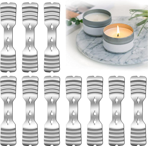 10 pcs Metal Candle Wick Holders, Upgraded Candle Wick Centering Devices, Silver Stainless Steel Candle Wick Holder for Candle Making...
