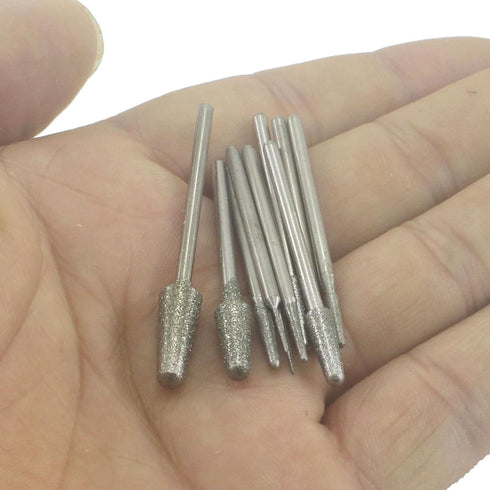 ?????? ???? 10 Pcs Ball Nosed Cone Shape Diamond Burr, 3/32'' Shank Stone Carving Bits Rock Setting Burs for Rotary Tools...