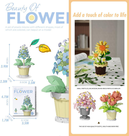 Wedding Hanging Orchid Mini flower potted Plant Bonsai Building Toy Blocks Artificial Particle Flower Botanical...
