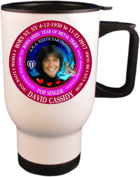 David Cassidy 14 Oz Stainless Steel WH Travel Mug With Lid, Astrology Aries Zodiac Metal Tiger...