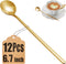 12 Pcs Coffee Spoons Set, 6.7" Gold Tea Spoons Long Handle, Stirring Spoons, Gold Small Teaspoons, Stainless Steel Gold Spoons, Long Spoons for St...