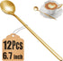 12 Pcs Coffee Spoons Set, 6.7" Gold Tea Spoons Long Handle, Stirring Spoons, Gold Small Teaspoons, Stainless Steel Gold Spoons, Long Spoons for St...
