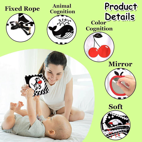 High Contrast Baby Toys For Newborn? Black And White Baby Toys Book 0-3 Months - Tummy Time Mirror For Infant 6 7 8 9 10 11 12 Months Developmenta...