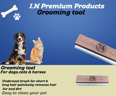 Original Deshedding Grooming Tools for Horse, Cats & Dogs Easy Ergonomic Wooden Handle Professional Brush Grooming Tool, Remove painlessly 95 Perc...