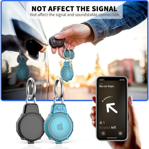 2 Pack Secure Lock AirTag Holders, Waterproof Airtag Keychain Full Protective Anti-Scratch Airtag Case Hard Shell Hidden for Luggage, Backpack, Ke...