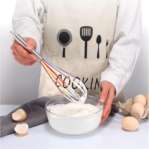 8/10/12 Inch Stainless Steel Egg Blender Balloon Whisk, Manual Whisk Blender, Kitchen Baking Utensils, Cream Butter Whisk (Color : Rainbow 10 Inch...