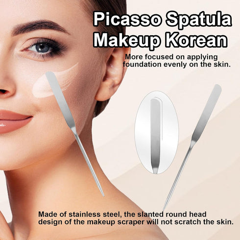 5pcs Makeup Spatula Korean Set,Including Foundation Spatula Makeup Korean Stainless Steel Makeup Palette Acrylic Cosmetic Palette,Makeup Mixing Pa...