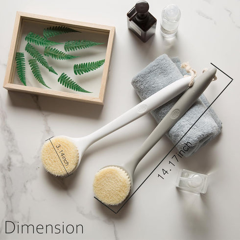 2 Pack Shower Brush for Back, 14in Body Brush Long Handle Back Scrubber, Soft Bristles Shower Brush for Men & Women, Bath Scrubber with Scalp Mass...