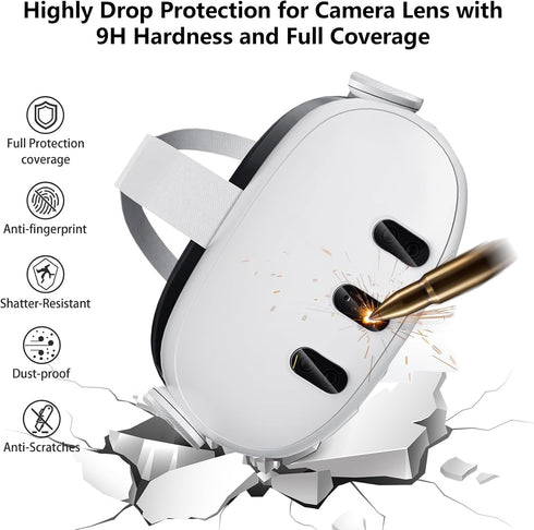 Screen Protector Compatible with Meta Quest 3 2023,9H Tempered Glass Film Camera Lens Protector for Oculus Meta Quest 3 VR Accessories,HD Clear,Bu...