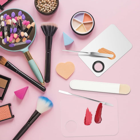 5pcs Makeup Spatula Korean Set,Including Foundation Spatula Makeup Korean Stainless Steel Makeup Palette Acrylic Cosmetic Palette,Makeup Mixing Pa...