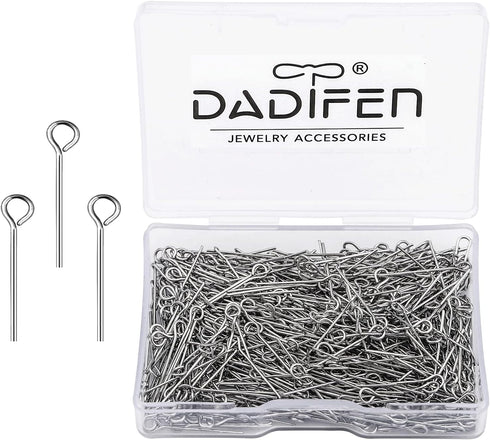304 Stainless-Steel Eye Pins for Jewelry Making Silver Head Pins 24 Gauge 0.6x20mm 600pcs/Box Open Eye Pins for DIY Making Earring Necklace Bracel...