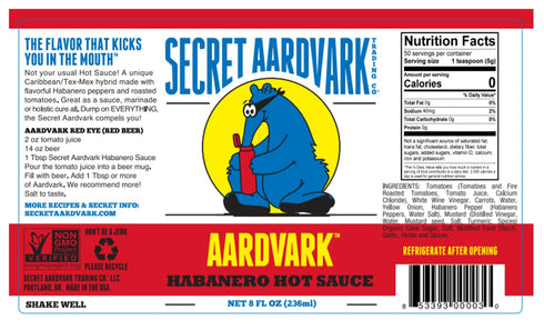 Secret Aardvark Habanero Hot Sauce – Habanero Peppers & Roasted Tomatoes, Medium Spiced Hot Sauce, BBQ Sauce, Non-GMO, Low Sugar, Low Carb, Gluten...