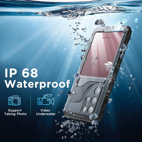 Mitywah Waterproof Case for Samsung Galaxy S22 Ultra, Heavy Duty Metal Kickstand Case, Full Body Shockproof Phone Case with Built-in Screen Protec...