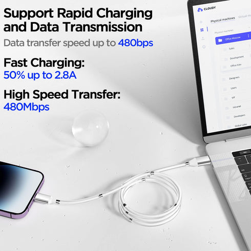AICase Magnetic Charging Cable,(3FT+6.5FT) Super Organized Charging Magnetic Absorption Nano Data Cable for Phone 14/13/12/11/XS/XS Max/XR/X/8/8 P...