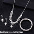 Urieo 3 PCS Pearl Bridal Jewelry Set Silver Rhinestone Necklace Drop Earrings Bangle Bracelet Elegant Costume Wedding Jewelry Accessories Prom Par...