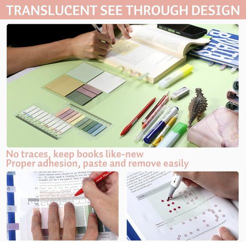 ONEDONE Transparent Sticky Notes,700 Sheets Clear Sticky Notes Tabs for Annotating Books, Translucent Sticky Notes w/Index Tabs Book Tabs Sticky T...