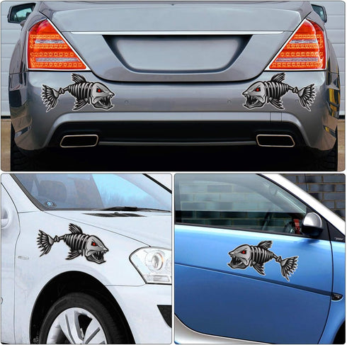 WINOMO 2Pcs 10x5 inch Fish Skeleton Decals Sticker Vinyl Auto Decal Sticker for Kayak Fishing Car...