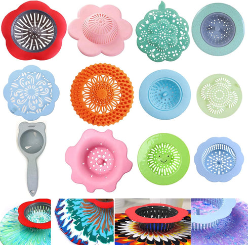 Acrylic Pouring Strainers,12 Pcs Acrylic Paint Pouring Strainers Plastic Flower Strainers Silicone Pouring Drain Basket for DIY Pouring Acrylic Pa...